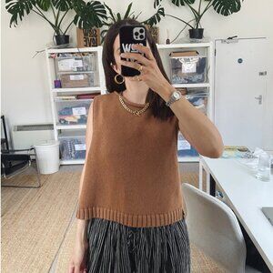 Slow Love Staple Tank Sweater in Hazelnut